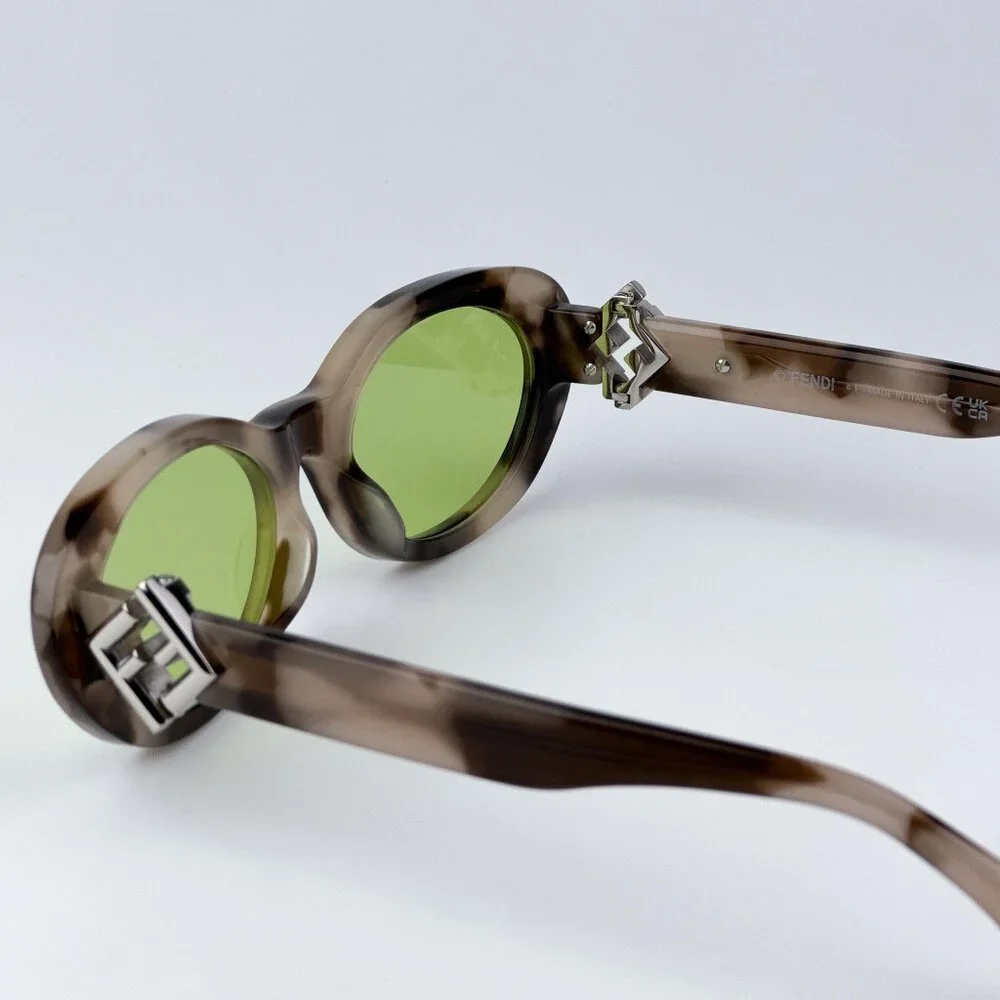 Fendi FF DIAMONDS FE40140U 01A Men NEW AUTHENTIC Sunglasses Oval Havana Green